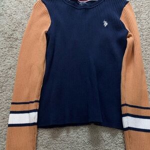 U.S. Polo Assn. Navy Sweater with Red and White Accents